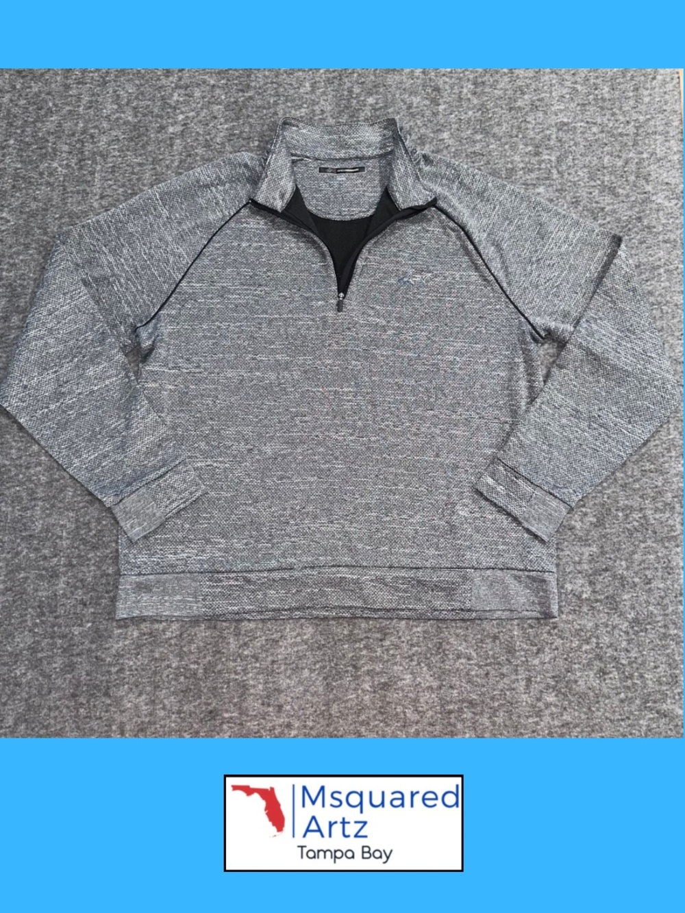 Greg Norman Men’s Large Gray Quarter Zip Golf Pullover Performance Sweater